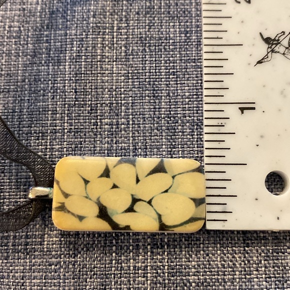 Handmade Necklace Made With A Domino Ribbon Silver Colored Hardware - Picture 12 of 13